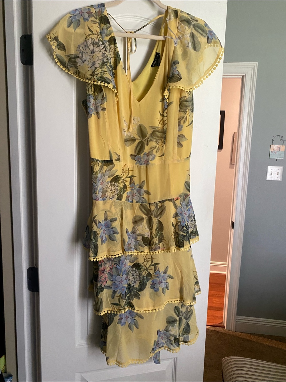 City Chic Yellow Floral Tiered Ruffle Dress